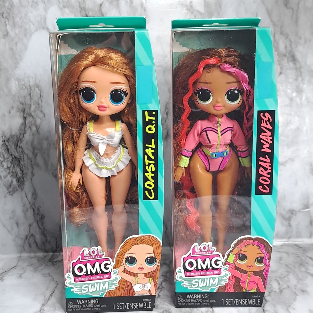 L.O.L Surprise! O.M.G.‎ Lot/2 Swim Dolls Coastal Q.T & Coral Waves